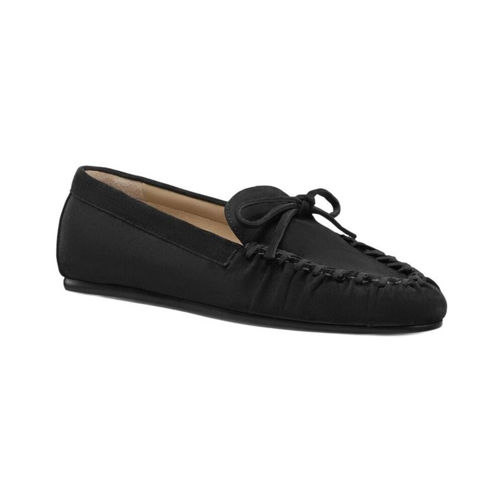 Stuart Weitzman Britt Bow Suede Loafer, Black